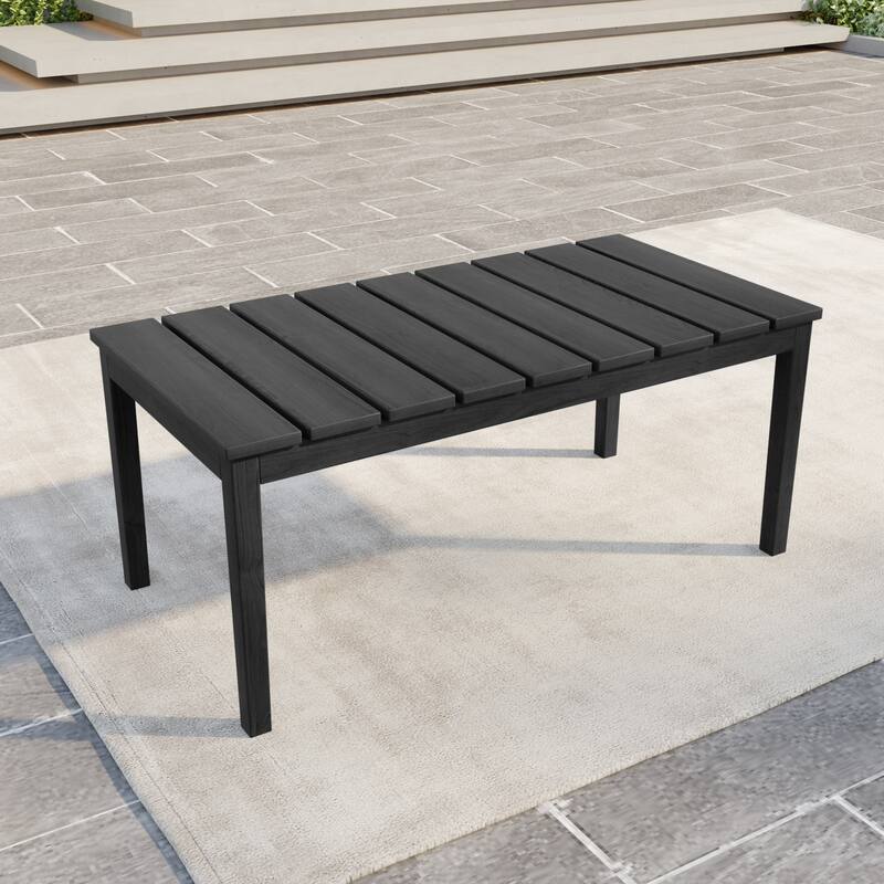 Outdoor Teak Solid Wood Patio Furniture Set Loveseat Armchair Table Collection - Coffee Table - Blackframe