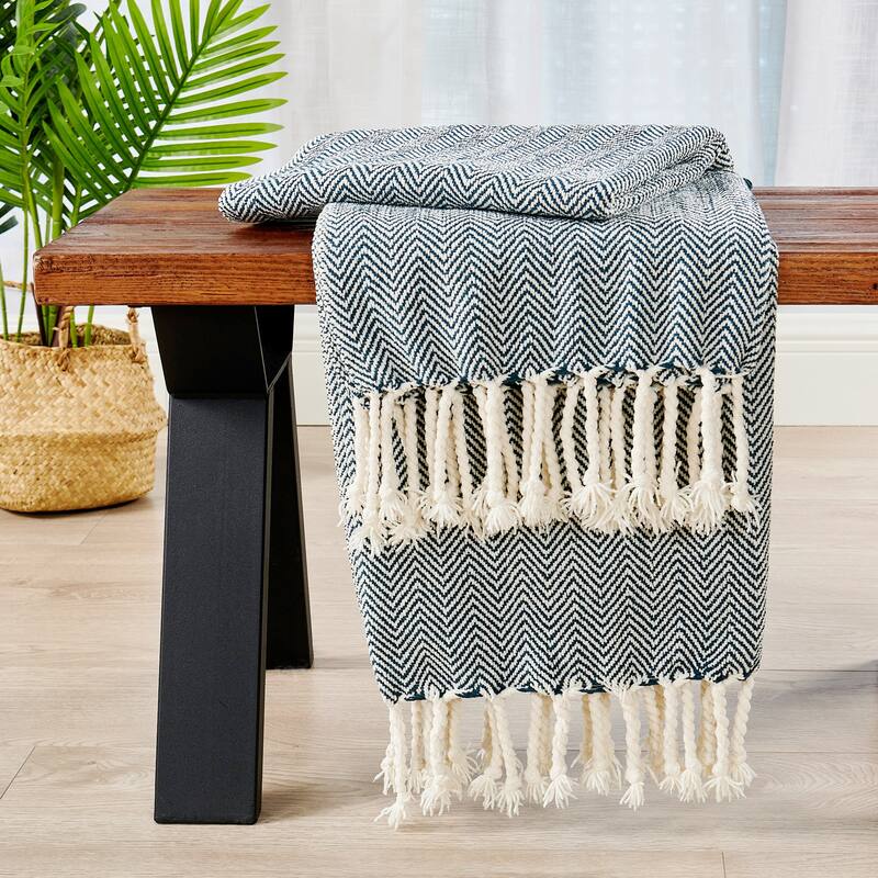 Extra Cozy Chevron Knit Throw Super Soft Knitted Blanket for Couch