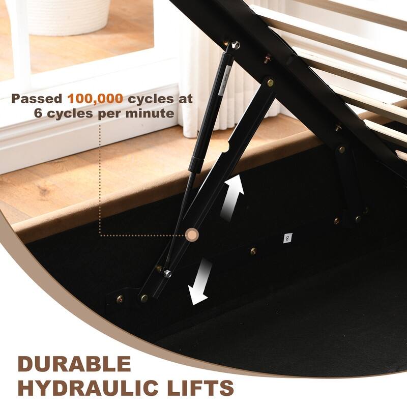 Full Size Lift-Up Storage Bed, White