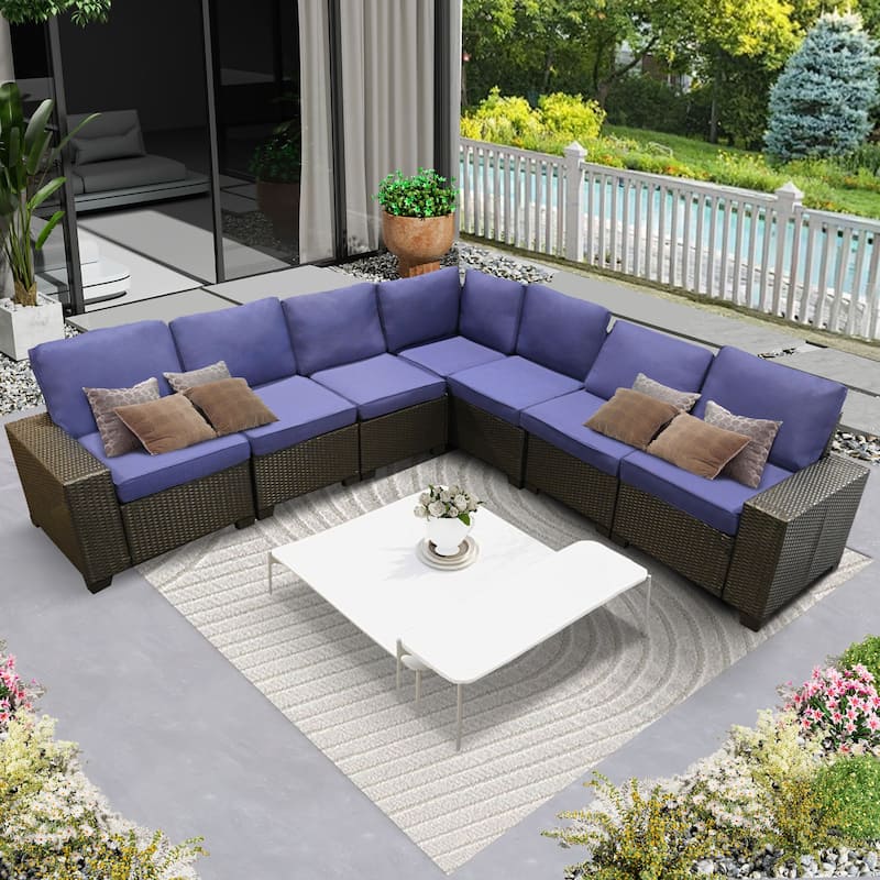 Zenova Patio Conversation Sets,Wicker Rattan Chairs Sofa Sets,Patio Furniture Seating