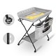 preview thumbnail 1 of 6, Mobile Baby Changing Table with Wheels Folding Infant Diaper Table Grey