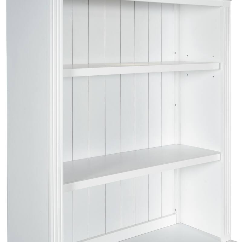 83" Tall Solid Wood Bookcase with Drawers & LED Lights, Freestanding Storage Cabinet with Display Shelf