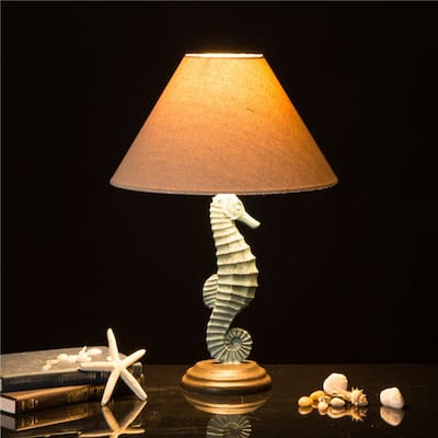Glitzhome Polyresin Farmhouse Truck Seahorse Table Lamp Fall Thanksgiving Gifts