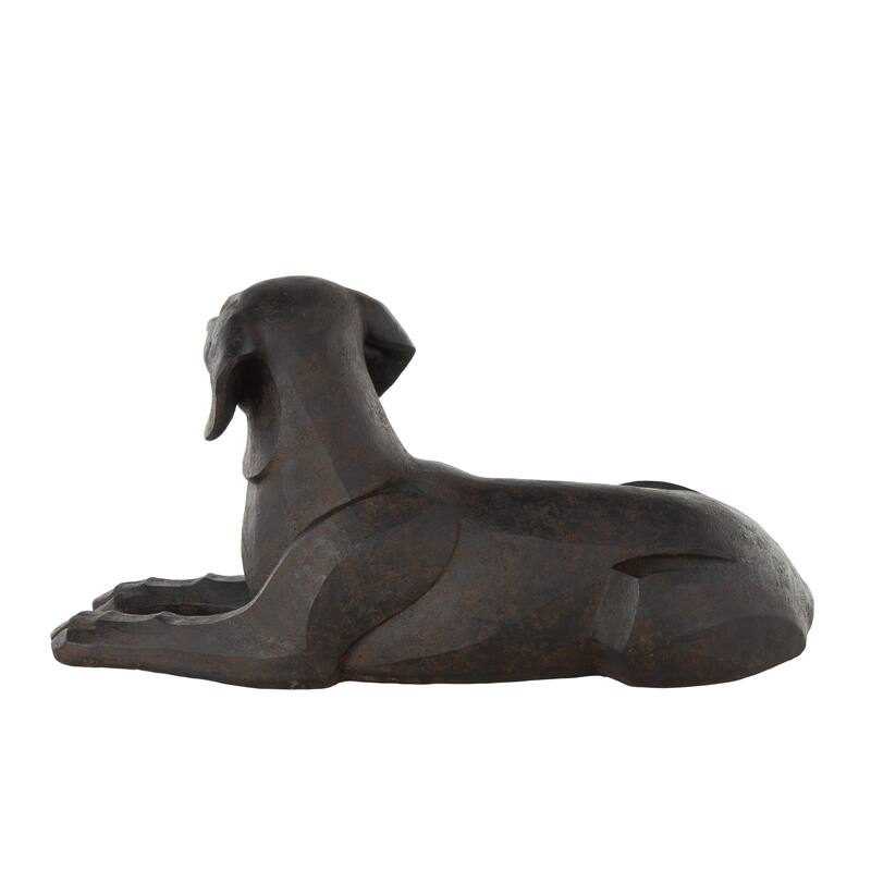 Black Resin Sitting Dog Decorative Sculpture with Copper Shadings