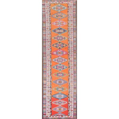 Anatolian Oriental Vintage Runner Rug Handmade Silk Carpet - 2'8"x 11'4"