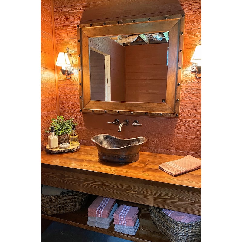 20-in Bath Tub Vessel Hammered Copper Sink (VBT20DB)