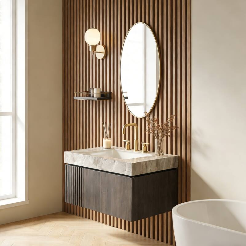 Floating Bathroom Vanity with 3 Pre-drilled Faucet Holes