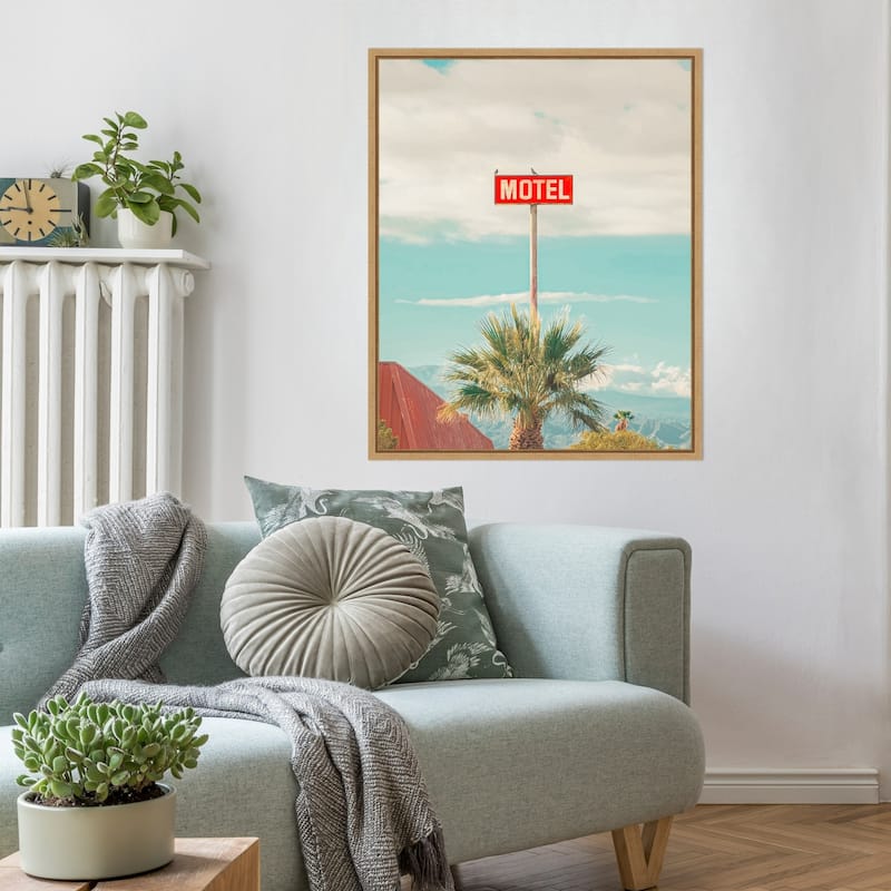 This Motel is for the Birds by Tom Windeknecht Framed Canvas Wall Art Print - Sylvie Natural