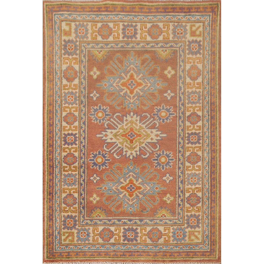 Geometric Multi-Color Kazak Accent Rug Handmade Oriental Wool Carpet - 2'9"x 4'0"