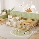 preview thumbnail 26 of 45, Rubber Wood Floor Bed with Fence and Door,Twin Size Natural - Queen