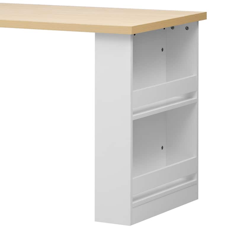 Kitchen Island with Extendable Dining Table ,Power Outlet, Kitchen island with Storage 2 Drawers 2 Side Open Shelves