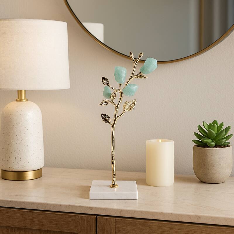 Metal Tree Sculpture on Marble Base Charming Living Room, Office, Home Decor