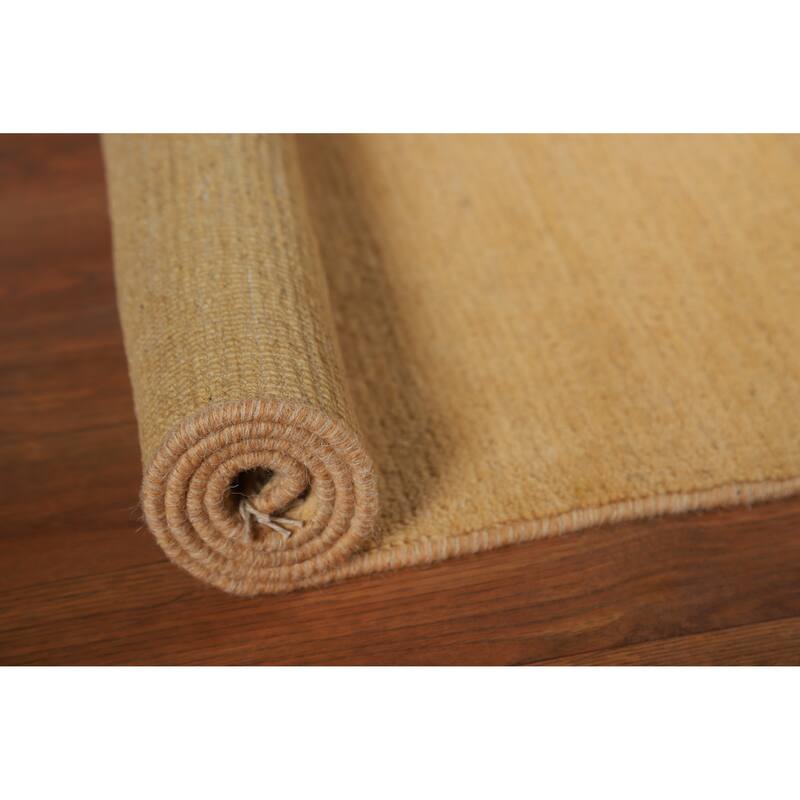 Modern Gabbeh Oriental Foyer Rug Handmade Yellow Wool Carpet - 2'9"x 3'8"