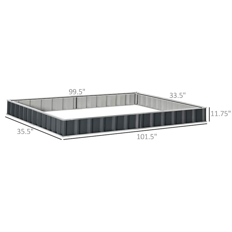 Galvanized Metal Planter Box Floor-Standing Garden Beds Raised Garden Bed with Open Bottom for Courtyard Vegetables Flowers