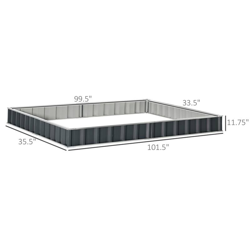 Modern Minimalist Garden Bed with Galvanized Metal Planter Box for Vegetables Flowers Herbs, Dark Gray - 8' x 10'