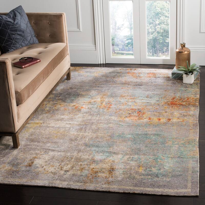 SAFAVIEH Hand-Knotted Centennial Muhiba Modern Abstract Silk & Wool - 6' x 9' - Ivory/Beige