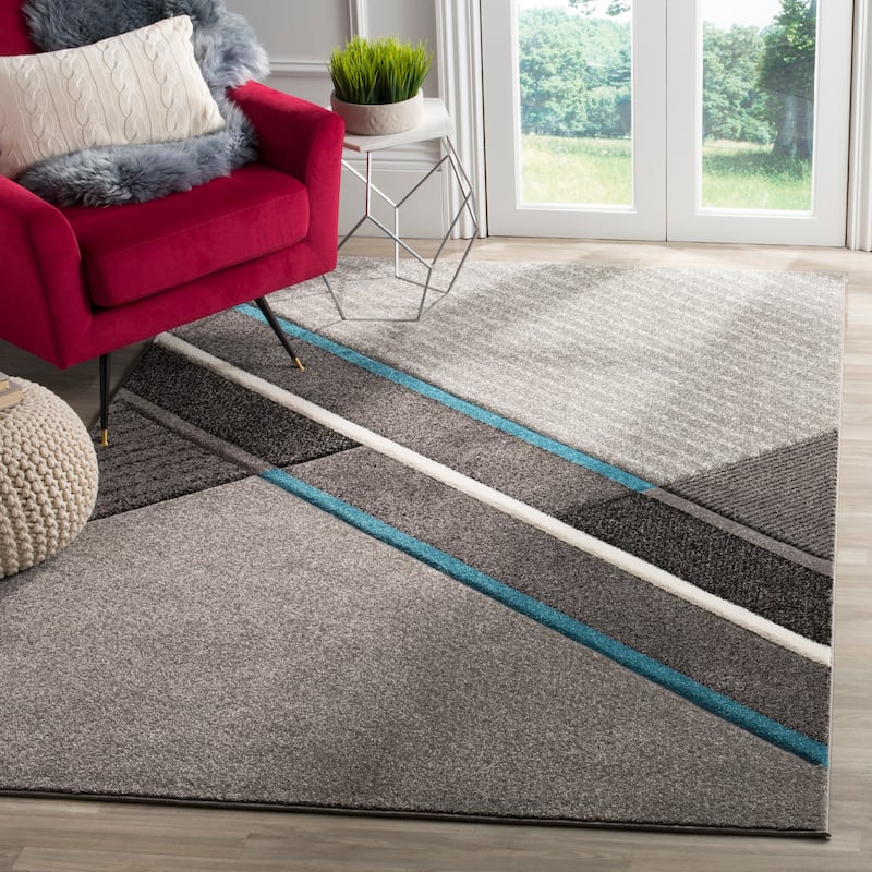 SAFAVIEH Hollywood Sana Mid-Century Modern Abstract Rug - 6'7" x 9' - Grey/Teal