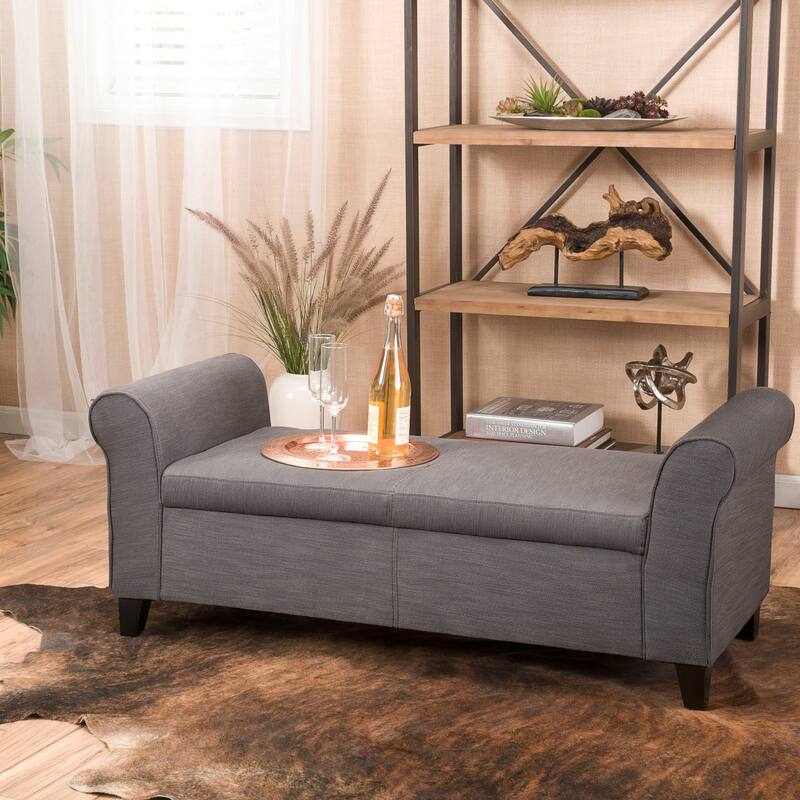 Roomfitters Upholstered Storage Bench Ottoman with Hidden Compartment, Tufted Entryway Bedroom Bench