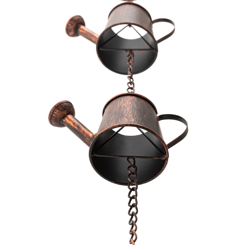 Glitzhome 8.5ft Faux Copper Watering Pot Rain Chain with Clip