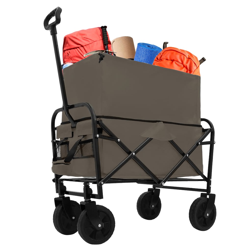 Collapsible Foldable Wagon Cart Beach Wagon Heavy Duty Utility Wagon Grocery Cart for Supports 225lbs All-Terrain Wheels