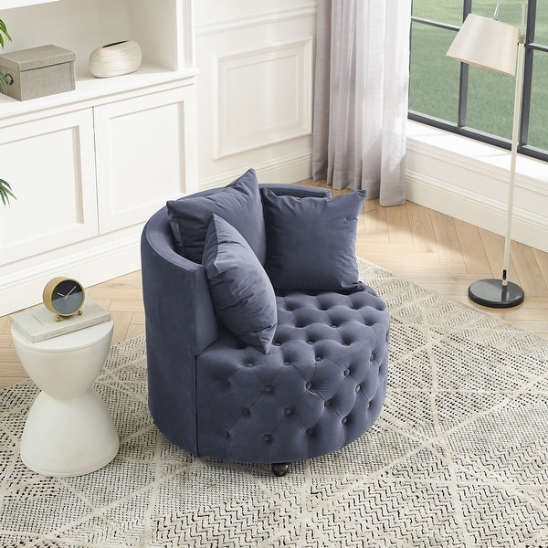 Modern Round Armchair Tufted Accent Chair with 3 Pillows Sofa Chair On Sale Bed Bath Beyond 40725719