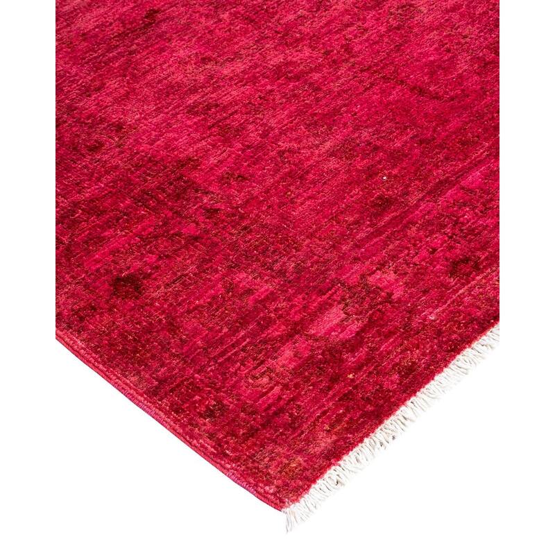 Overton Hand Knotted Wool Vintage Inspired Modern Contemporary Overdyed Pink Runner Rug - 3' 2" x 15' 6"