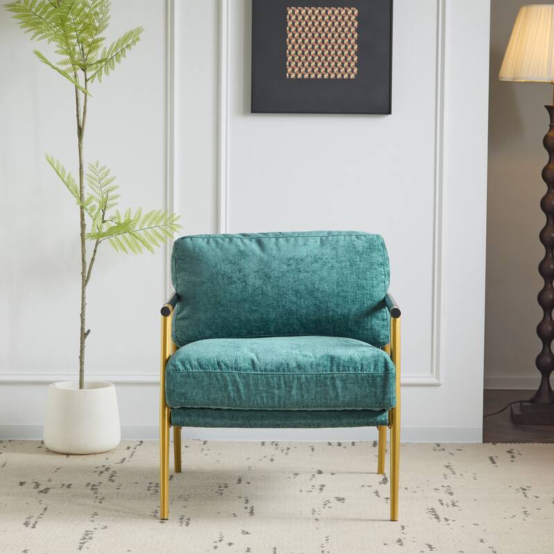 27.56" Small Upholstered Accent Chair with Gold Metal Frame