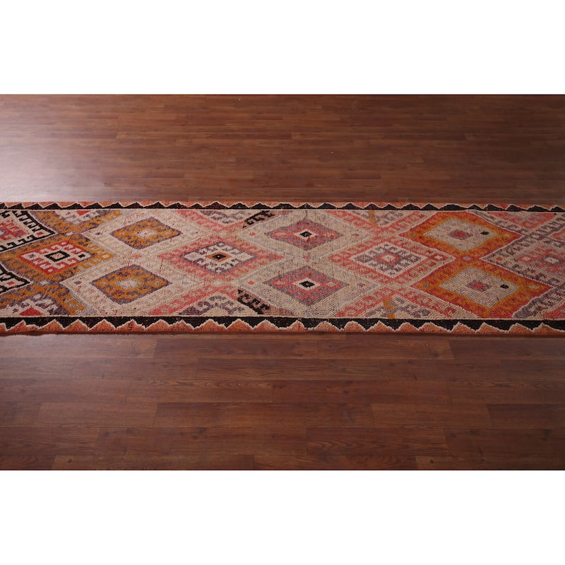 Oushak Turkish Vintage Runner Rug Handmade Wool Carpet - 2'8"x 12'3"