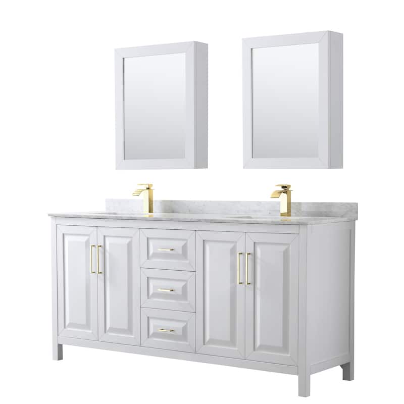 Daria 72-inch Double Vanity, Marble Top, Medicine Cabinets