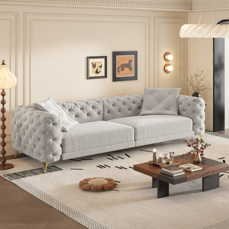 GDFStudio - Velvet 97.7" 3-in-1 Convertible Sleeper Sofa with Pull-Out Bed
