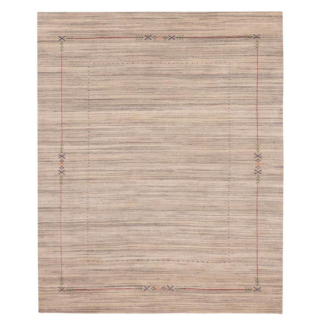 ECARPETGALLERY Hand Loomed Kashkuli Gabbeh Grey Wool Rug - 8'1 x 9'11