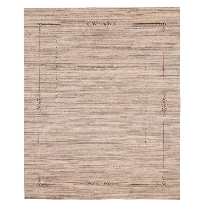 ECARPETGALLERY Hand Loomed Kashkuli Gabbeh Grey Wool Rug - 8'1 x 9'11