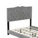 preview thumbnail 6 of 5, Full Size Upholstered Bed Frame with Rivet Design, Modern Velvet Platform Bed with Tufted Headboard,Grey