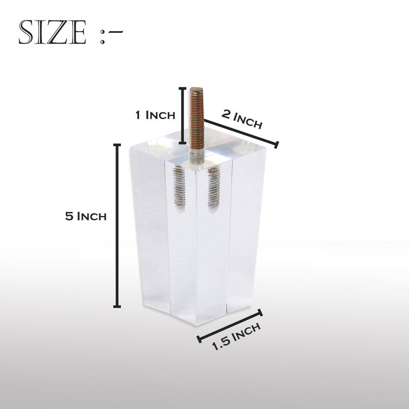 5-Inch Pyramid Acrylic Furniture Legs for Bed, Sofa, Couch, Chair ,Table, (Set of 4) - Set of 4