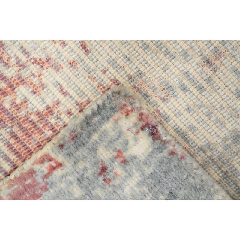 Hand Knotted Oriental Viscose Silk Carpet Modern All-Over Multi-Colored Abstract Area Rug - 4' 0'' X 2' 0''