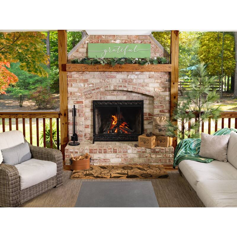 Indoor Wall Art Double Sided, "Mistletoe Farms" / "Grateful" - 11"Hx46"W