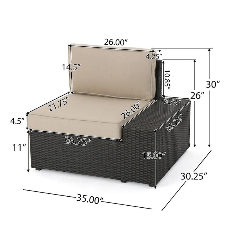 Roomfitters 8 Pcs Outdoor Modular Sectional Sofa Set with Coffee Table, Wicker Patio Furniture with Cushions