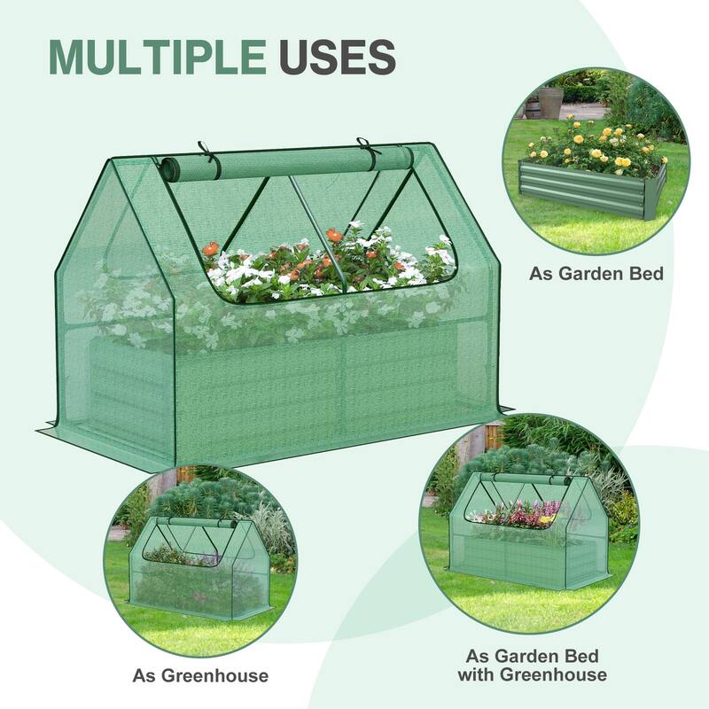 Aoodor Raised Garden Bed Kit with PE Cover, Screen Windows