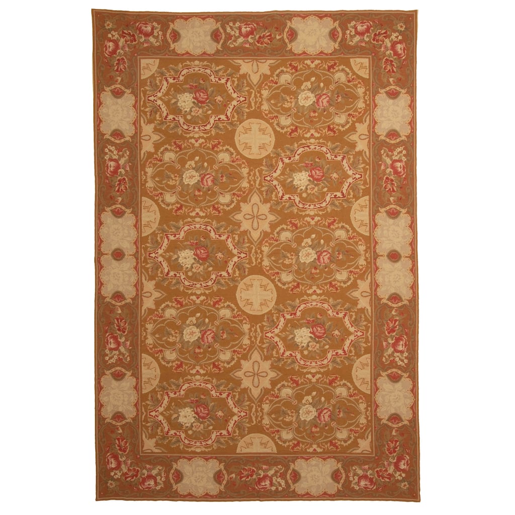 ECARPETGALLERY Flat-Weave Dynasty Brown Wool Tapestry Kilim - 6'0 x 9'0