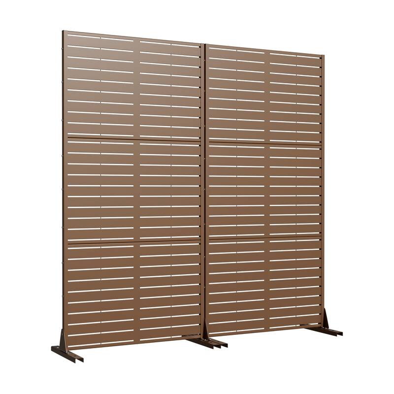 Outdoor Privacy Screen with Stand for Patio Garden Metal Fence Set of 2