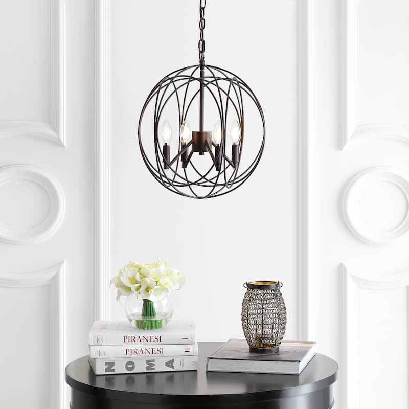 SAFAVIEH Lighting Laszlone Adjustable 4-Light Led Brass Pendant - 15.8"x15.8"x21-93" - Dark Grey - 16Wx16Dx93H