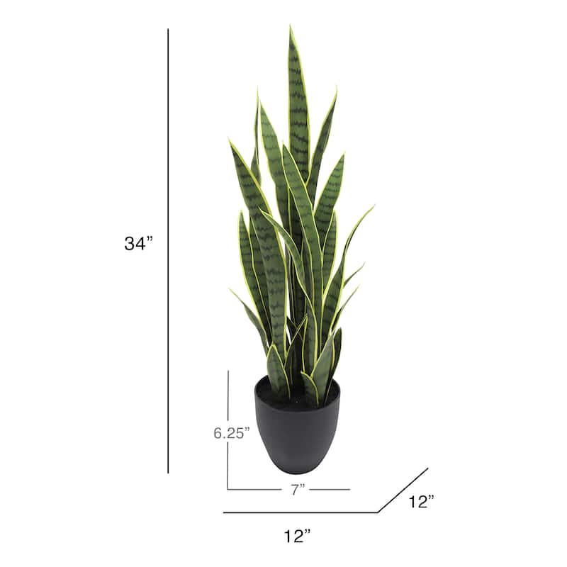 Artificial Sansevieria Snake Plant in Black Pot