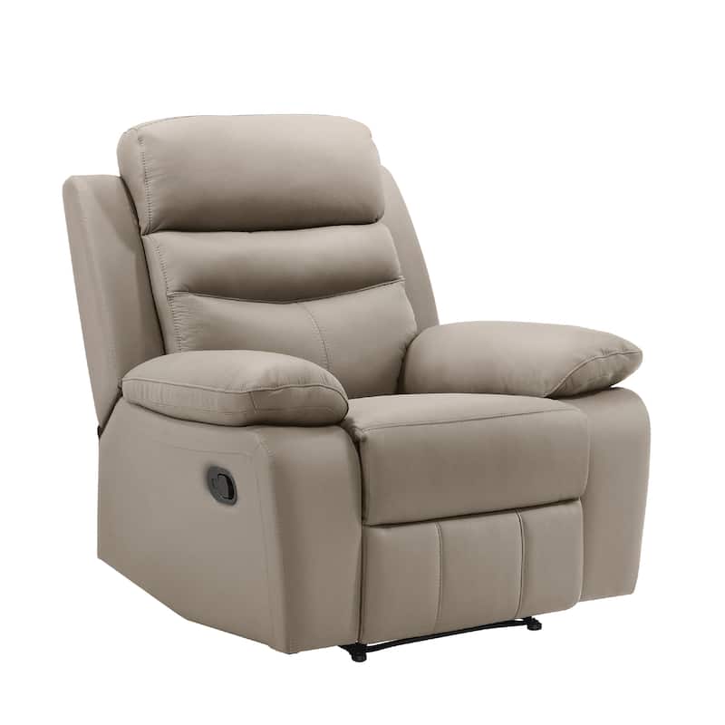 Hanna Manual Reclining Chair, Latte Brown Top Grain Leather Cushions
