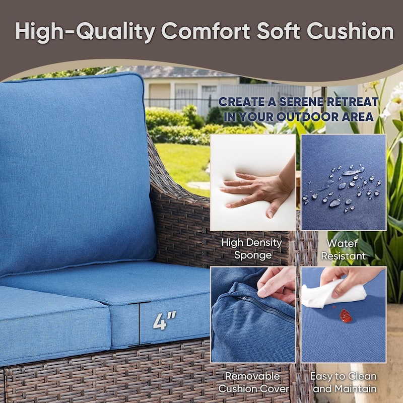 Outside Patio Sofa Chair Set with Cushions