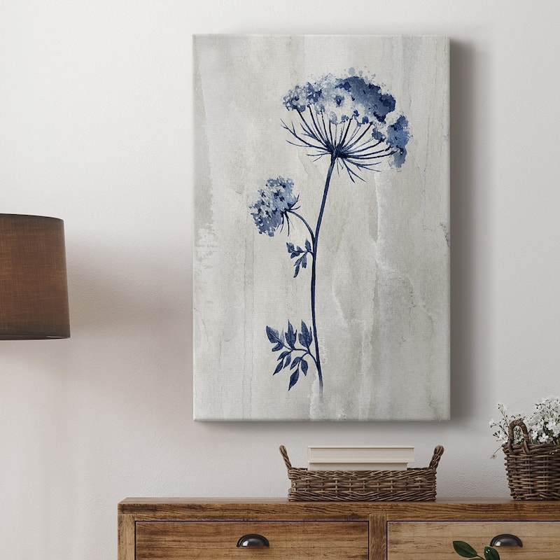 Indigo Botanical I Premium Gallery Wrapped Canvas - Ready to Hang