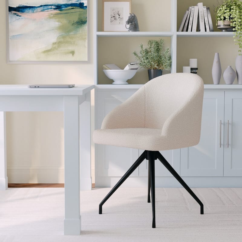 Martha Stewart Upholstered Stationary Swivel Home Office Chair