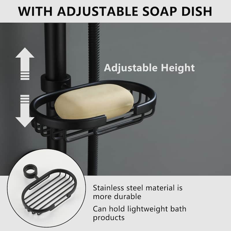 3-Spray Patterns 10 in Wall Mount Dual Shower Heads with Soap Dish and Rough-in Valve