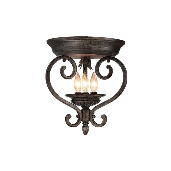 Woodbridge Lighting 36000 Harrington 3-Light 13-1/2" Wide Flush Mount Ceiling Fixture - aged bark