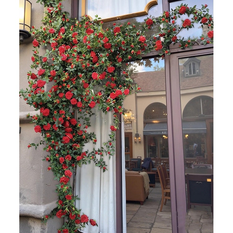 RusticReach Artificial Red Rose Climbing Garland for Walls