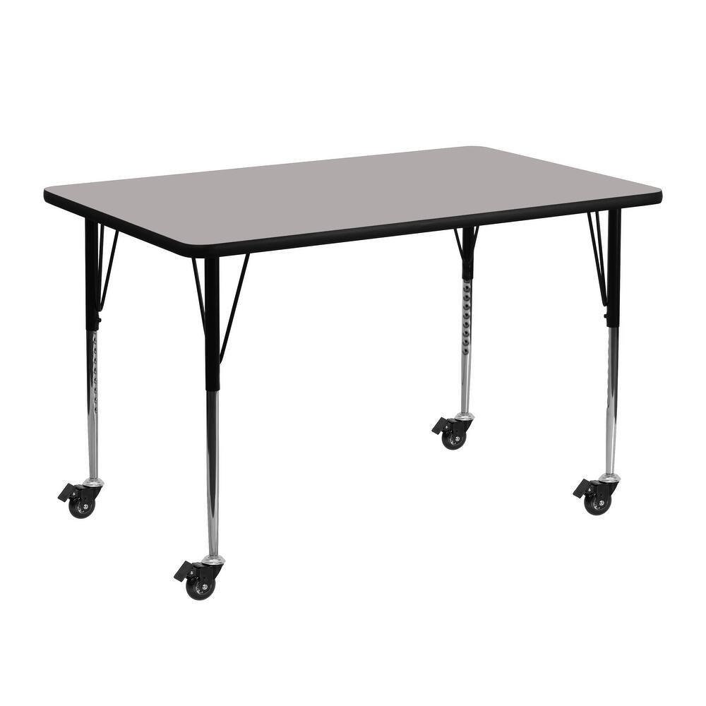 Mobile 24''W x 48''L Rectangular HP Laminate Activity Table - Adjustable Legs